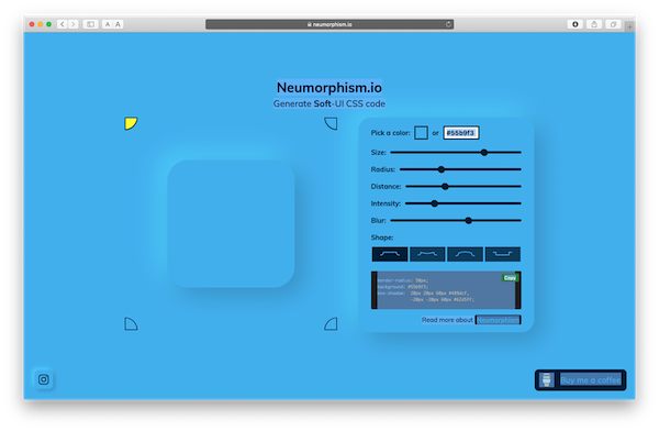 「Neumorphism.io」のトップページ