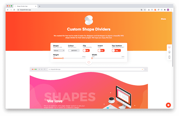 「Custom Shape Dividers」のトップページ