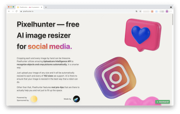 Pixelhunterのトップページ画像