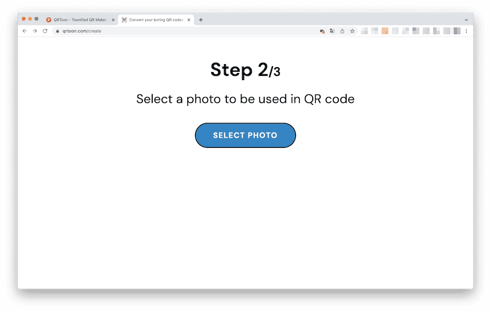 「QRToon」の作成手順2 - QRコードで使用する顔写真を選択する